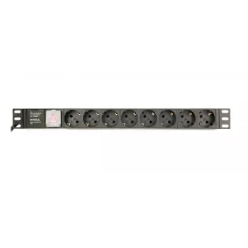Virranjakoyksikkö GEMBIRD EG-PDU-014-C14, 8 AC-lähtöä, C14-tulo, 3 m kaapeli, 1U, 3680 W, 10 A, alumiini, musta