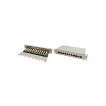 Patch-paneeli työpöytä - patch-kenttä - CAT 6 - STP - RJ-45 X 12 - harmaa, RAL 7035 -