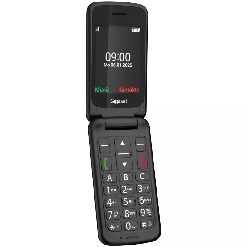 Gigaset GL595 senioripuhelin 7,11 cm (2,8 tuumaa) Dual SIM, SOS-painike, roisku- ja pölynkestävä, 32 Mt RAM, microSD-paikka, musta