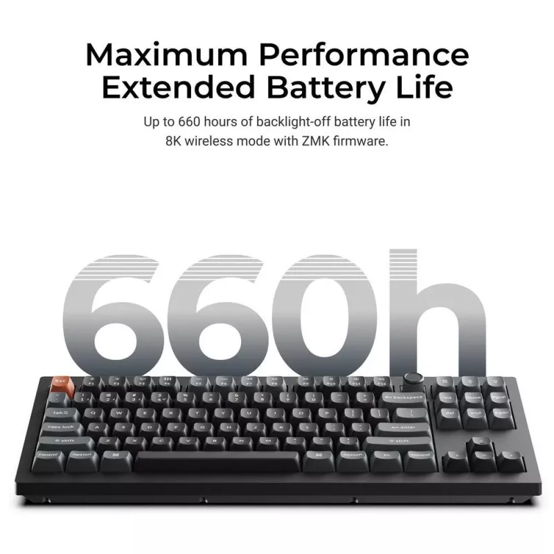 Mekaaninen näppäimistö Keychron V3 Ultra 8K — johdollinen & Bluetooth, QWERTY-asettelu, RGB LED, musta
