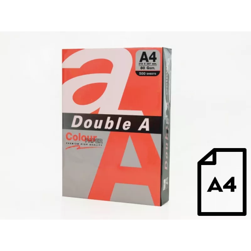 Väripaperi Double A, 80 g, A4, 500 arkkia, punainen
