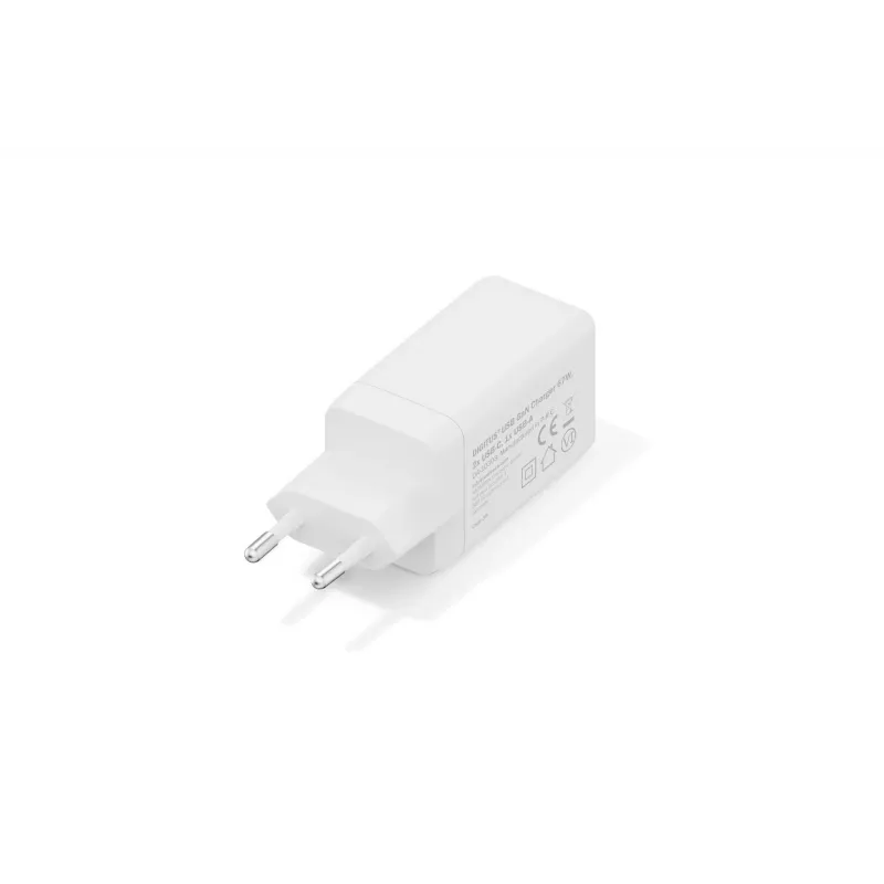 Seinä USB-laturi DIGITUS DA-10303 67W GaN, 2× USB-C + 1× USB-A, 100–240V, valkoinen