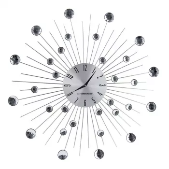 Seinäklokki ESPERANZA EHC002 — mekaaninen, pyöreä, 50 cm halkaisija, 25 mm syvyys, alumiinikehys, lasikansi, ruostumaton teräsviimeistely