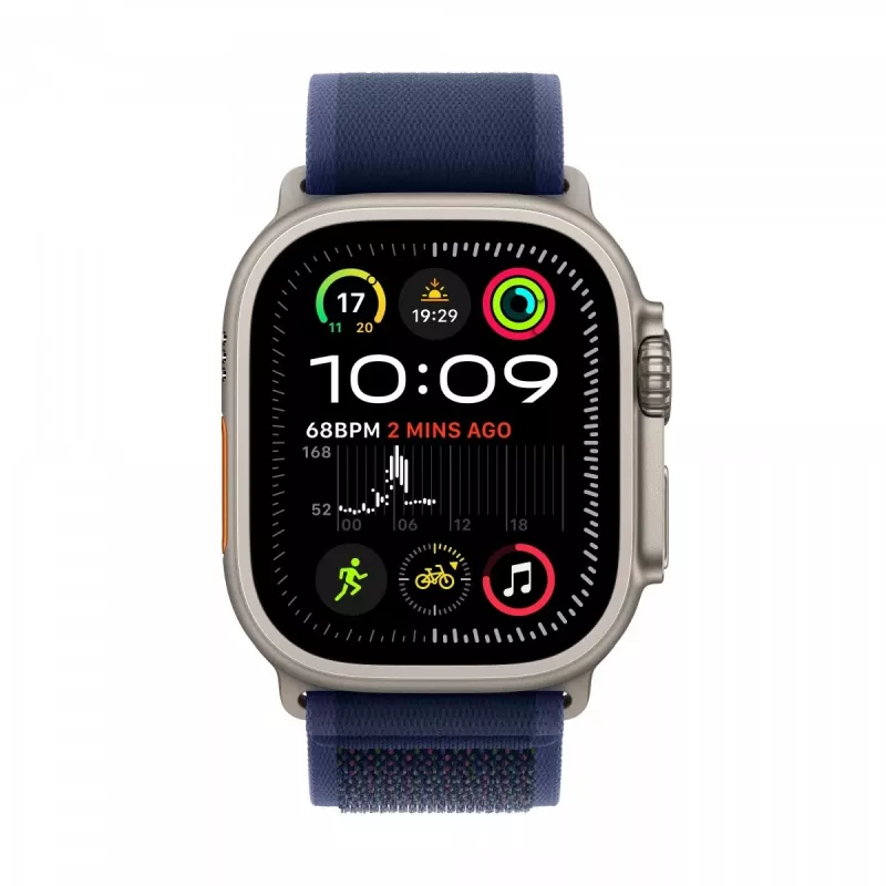 Watch Ultra 2 GPS + Cellular 49 mm Natural Titanium -kotelo Blue Trail Loop -rannekkeella - M/L