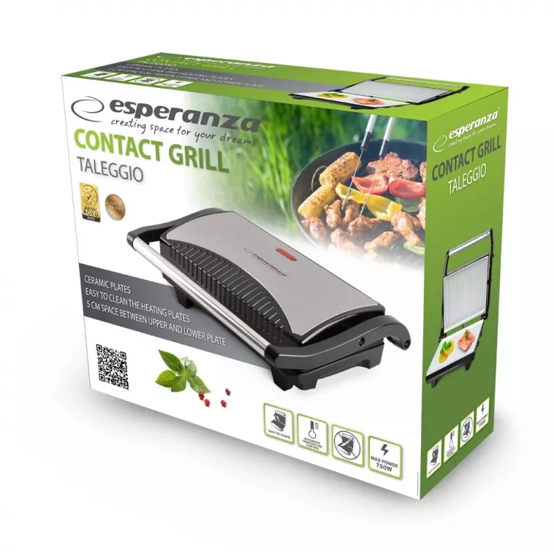 Esperanza EKG006 sähkögrilli 750W ruostumaton teräs/musta