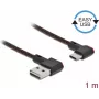USB 2.0 -kaapeli Type-A uros - USB Type-C uros kulma vasen/oikea 1 m musta DeLOCK 85281