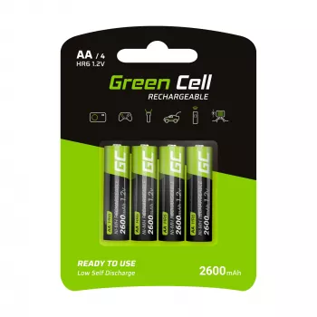 Uudelleenladattava akku Green Cell GR01 AA NiMH 1,2 V 2600 mAh, 4 kpl, vihreä