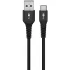 Goobay USB-C-kaapeli Fabric Supersoft metalliliittimillä, 2 m, musta (2m, USB 2.0, 60W), USB-kaapeli
