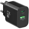 USB-laturi usams USA001629 25W 1×USB-C + 1×USB-A pikalataus