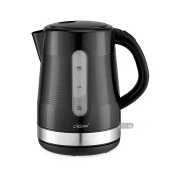 Maestro-vedenkeitin 1,7 L, 2200 W, musta — muovikotelo, painikkeella avattava kansi, ergonominen kahva