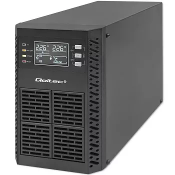 Qoltec UPS keskeytymätön virransyöttö | 1kVA | 1000W | tehokerroin 1,0 | LCD | EPO | USB | Online
