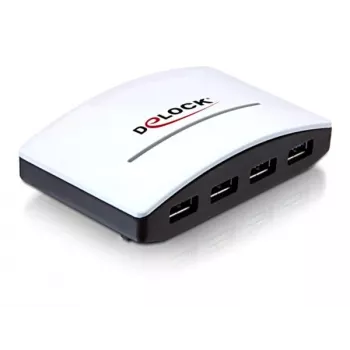 USB-keskitin DeLOCK 4 porttia 5000 Mbit/s musta valkoinen