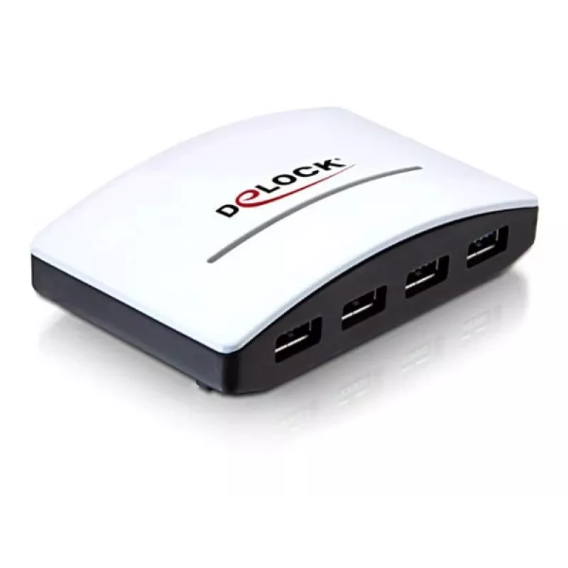 USB-keskitin DeLOCK 4 porttia 5000 Mbit/s musta valkoinen