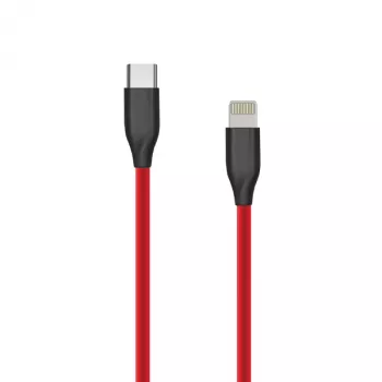 Silikonikaapeli USB Type-C - Lightning, 2 m (punainen)