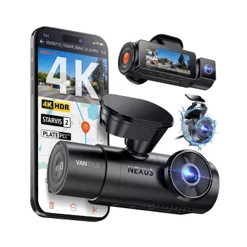 Auton kojelautakamera VANTRUE N4 PRO S 3-kanava (etu + sisätila + taka), 3840x2160, F/1.8, Wi‑Fi, GPS, 3,19 tuuman näyttö
