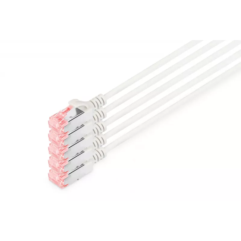 Digitus DK-1624-100S-5 CAT 6 U/FTP Slim -kytkentäkaapeli, 10 m, harmaa, 5 kpl:n pakkaus