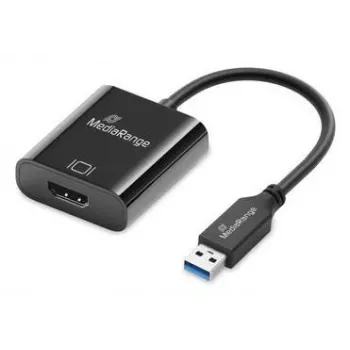 USB-A–HDMI audio- ja videomuunnin MediaRange MRCS232, 20 cm kaapeli, musta
