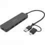 USB-keskitin, Digitus, DA-70235, 4 porttia, USB 3.2 Gen 1, Type-A ja Type-C, 12000 Mbit/s