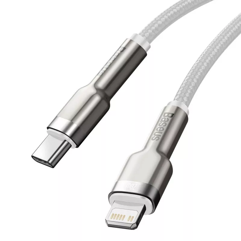 USB-C Lightning-kaapeli Baseus Cafule 1 m, 20 W, sinkkikotelo, valkoinen