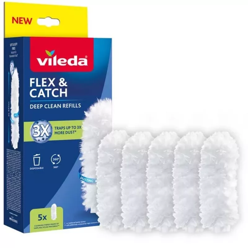 VILEDA Flex&Catch 177664 -pölyhuiskun varaosat - 5 vaihtopäätä