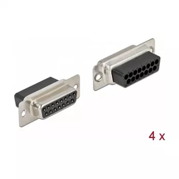 Jatkoliitin DeLOCK 66720 D-Sub 15-pin musta hopea