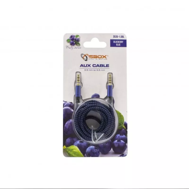 Sbox 3535-1.5BL AUX-kaapeli 3,5 mm - 3,5 mm mustikkansininen