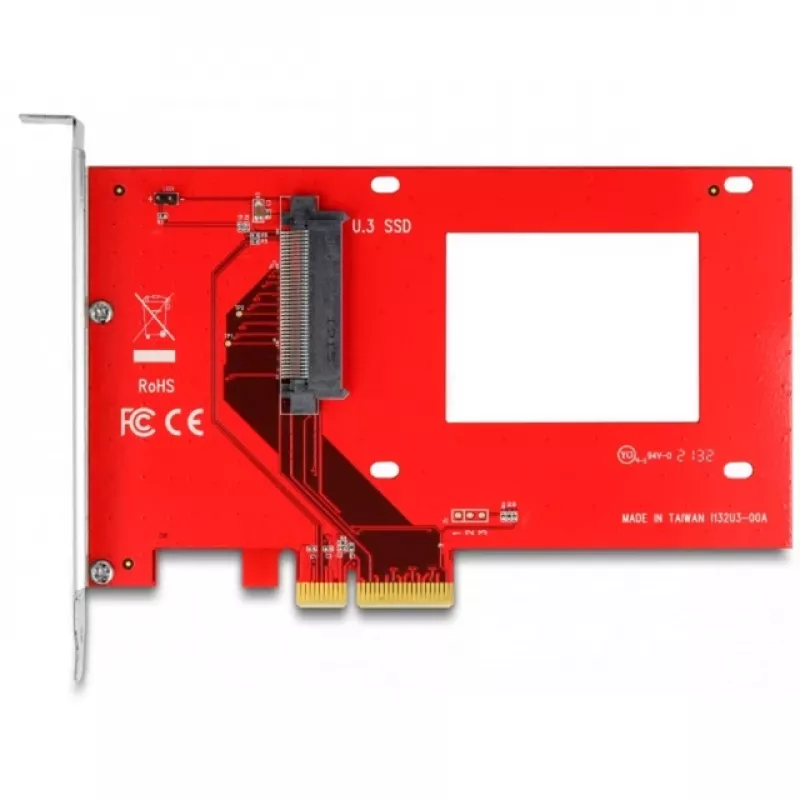 DeLOCK PCI Express x4 -kortti 1 x sisäiseen U.3 punainen hopea