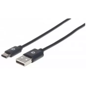 Manhattan USB-C–USB-A-kaapeli, 50 cm, uros–uros, musta, 480 Mbit/s (USB 2.0), Hi-Speed USB, elinikäinen takuu, vastaa USB2AC50CM