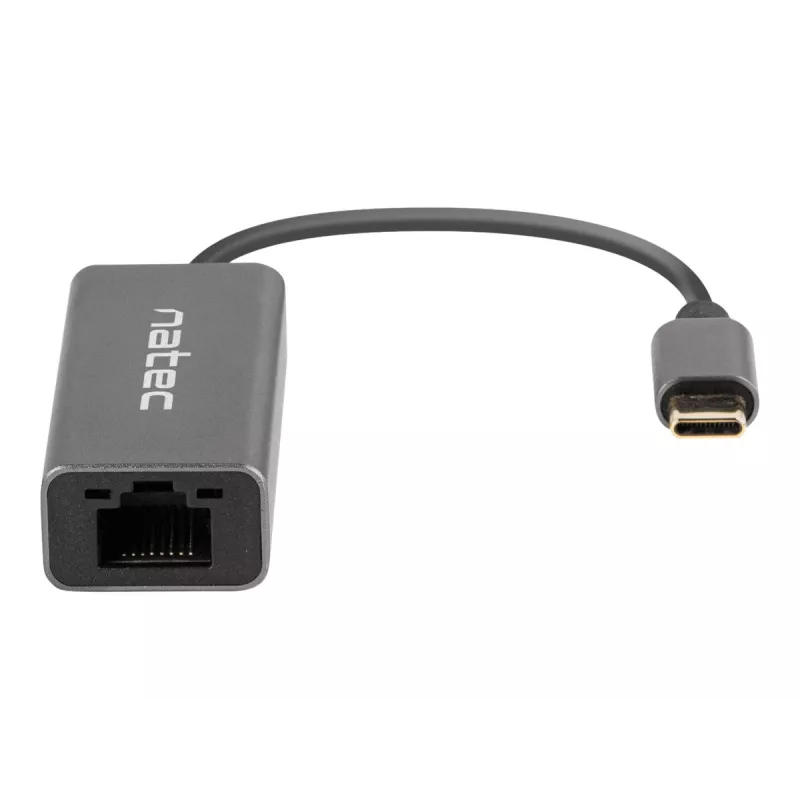 Natec Cricket NNC-1925 USB-C 3.1 Gen 1 – RJ45 Ethernet-sovitin, 1000 Mbit/s, 15 cm kaapeli, alumiini, harmaa