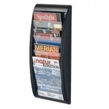 Paperflow esiteteline seinäesiteteline A4 pysty, 4 lokeroa, antrasiitti