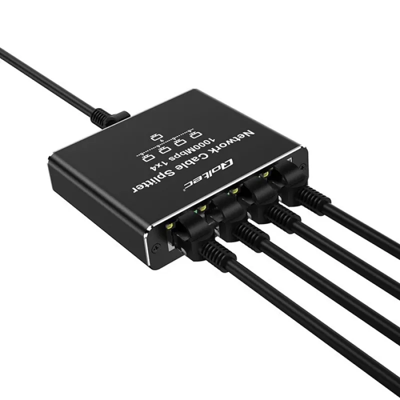 Ethernet-minikytkin QOLTEC 52293 1x4 RJ45, hallitsematon verkkohaaroitin 1-in 4-out