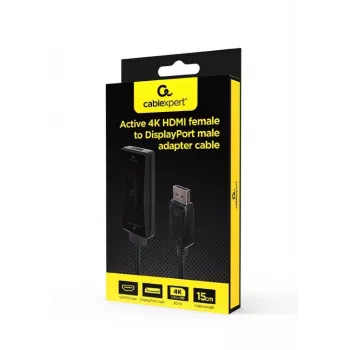 Videokaapelisovitin GEMBIRD A-HDMIF30-DPM-01 HDMI Type-A – DisplayPort 0,15 m musta
