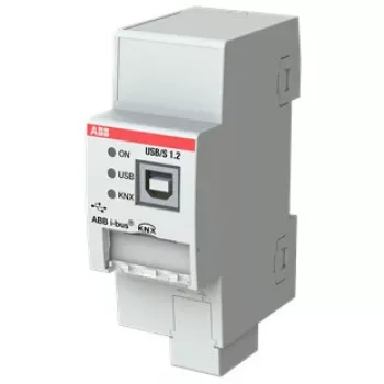 Liitäntäsovitin ABB USB/S1.2 sarjaportti- ja USB 2.0 -lähdöllä, 21–30 V tulo, 36×64,5×90 mm, harmaa