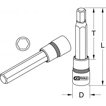 Hylsysarja KS Tools 911.1325 1/2 tuuman vääntö metrinen 2,2 cm halkaisija