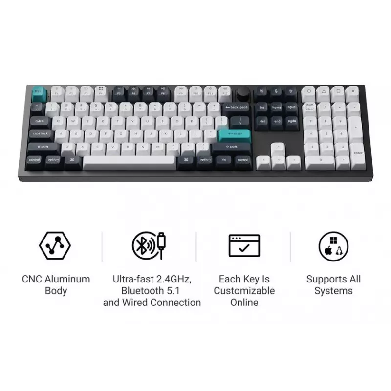 Mekaaninen näppäimistö Keychron Q6 Max QMK VIA Gateron Jupiter -kytkimillä, full-size-asettelu