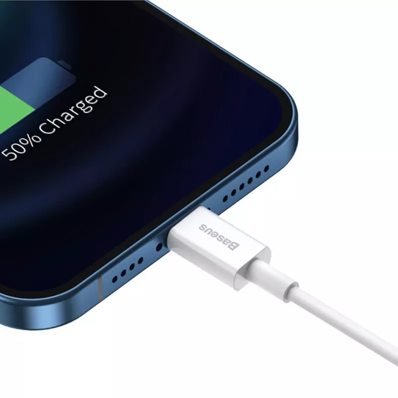 Baseus Superior Series -kaapeli USB–Lightning, 2,4A, 0,25m (valkoinen)