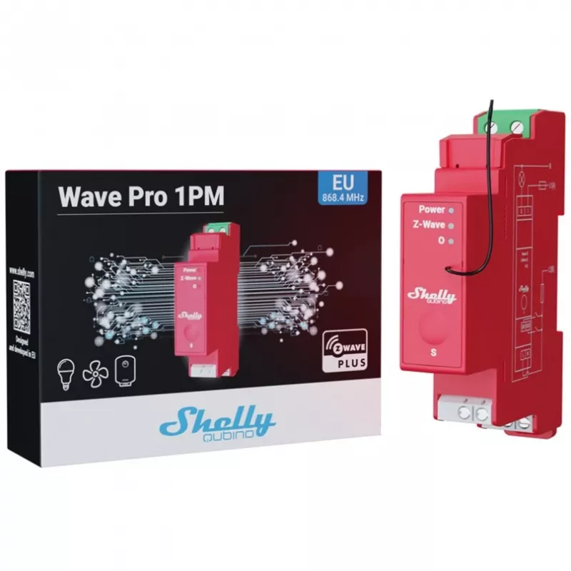 Puolijohderele Shelly Qubino Wave PRO 1PM punainen 16A 110-240V