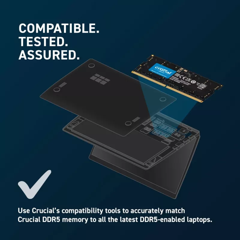 Crucial DDR5 96GB sarja 5600MHz CL46 On-die ECC SO-DIMM 262-PIN