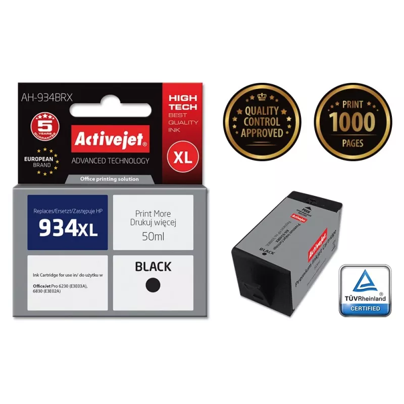 Activejet AH-934BRX muste (korvaa HP 934XL C2P23AE; Premium; 50 ml; musta)