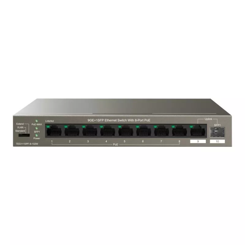 Hallitsematon kytkin Tenda TEG1110PF-8-120W Gigabit Ethernet PoE 9 porttia