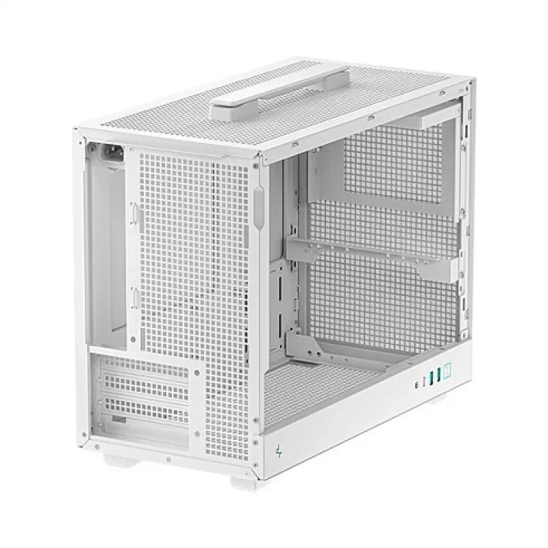 Tietokonekotelo DeepCool CH160 PLUS WH Small Form Factor valkoinen, microATX, karkaistu lasi, USB-C