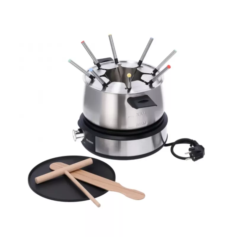 Severin FO 2471 fondue- ja crêpe-yhdistelmä, musta/ruostumaton teräs