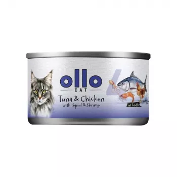Ollo tonnikala ja kana mustekala ja katkaravut liemessä nro 4 70 g