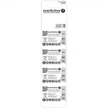 Nappilitiumparisto everActive CR3032, 3V, 580 mAh, nappiparisto, 4 kpl:n pakkaus