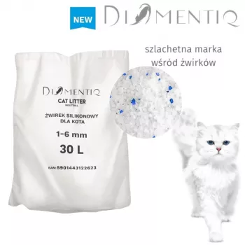 Kissanhiekka DIAMENTIQ Neutral paakkuuntuva silikonigranaatti 30 l — hajusteeton, 1–6 mm