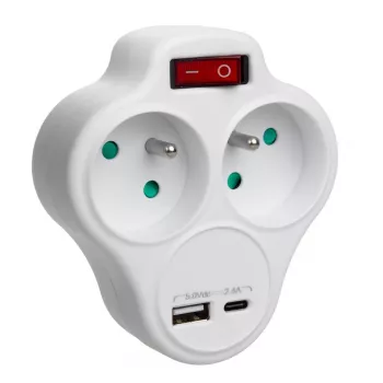 Sähköinen kaksoispistorasiahajotin MACLEAN MCE336E 2 USB-liitännällä, tyyppi E