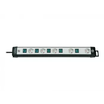 Brennenstuhl Premium-Line Technik 5-paikkainen, 3 m jatkojohto 5-paikkainen musta/vaaleanharmaa, 3m H05VV-F 3G1,5, yksittäin kytkettävä