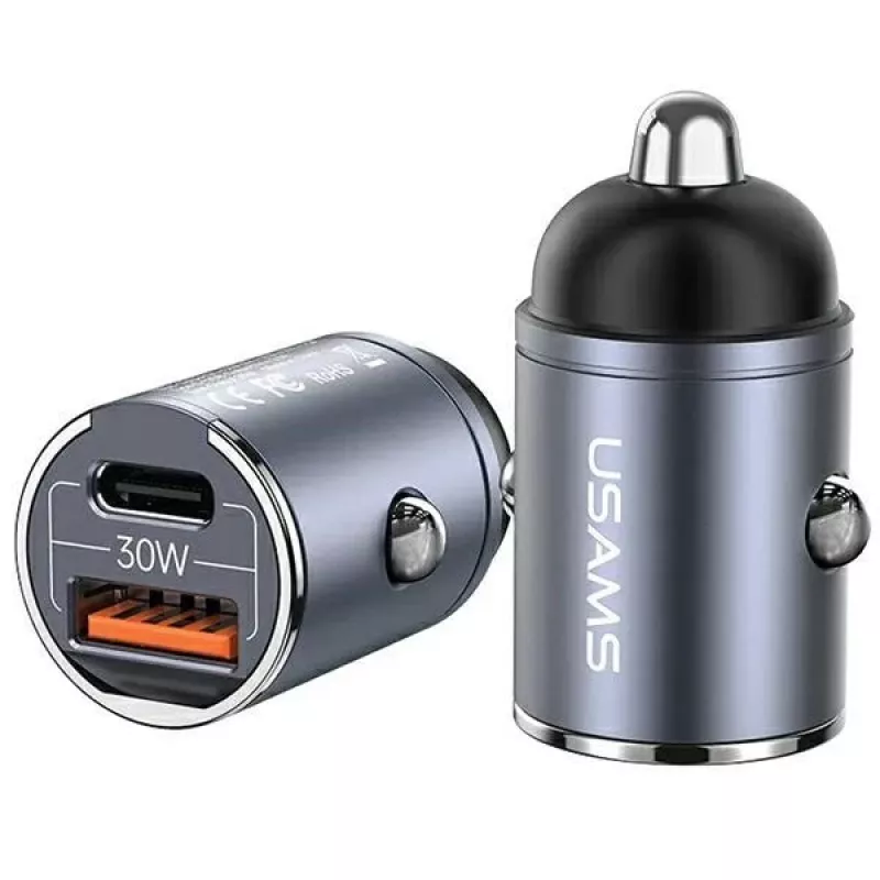 Autolaturi usams C38 30W — 1x USB-A + 1x USB-C pikalataus