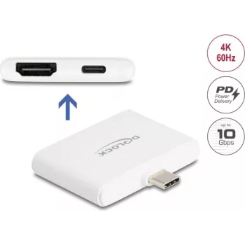 DELOCK USB Type-C-adapteri HDMI 4K 60 Hz datalla ja PD 94 W (malli 61087)