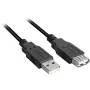 USB 2.0 jatkokaapeli, USB-A uros > USB-A naaras musta, 1,0 metri, kaksinkertaisesti suojattu